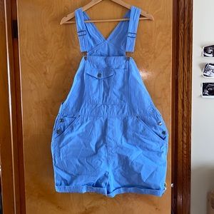 light blue overalls